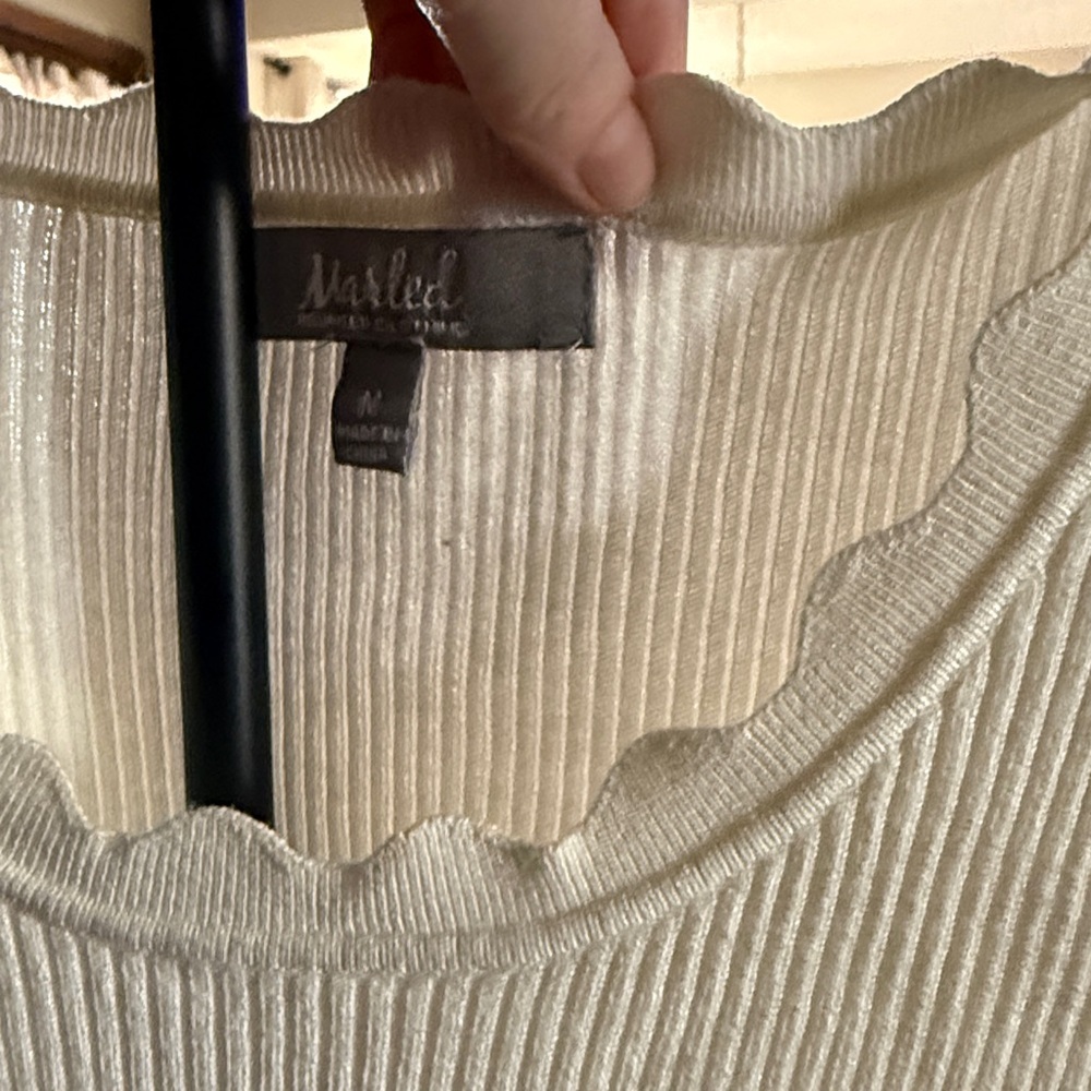 Marled Cream Ribbed Short Sleeve Top - Picture 2 of 3